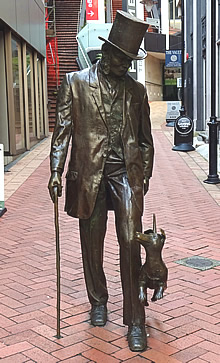 Bronze statue of John Plimmer and his dog Fritz, Wellington, New Zealand